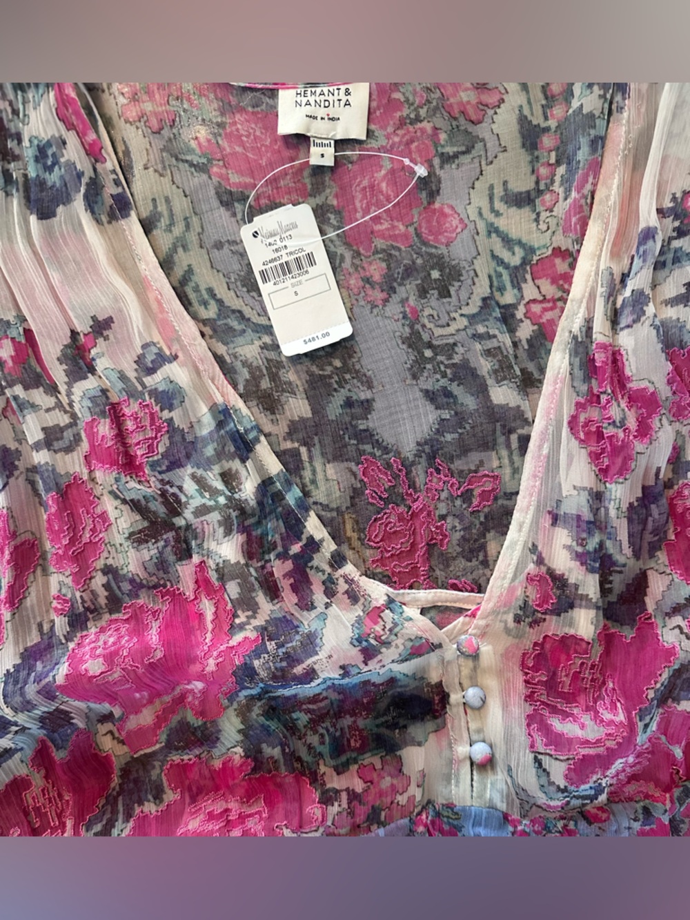 NWT Hemant and Nandita Tiered Maxi Ruffle Chiffon Maxi Dress size small video - Picture 3 of 16